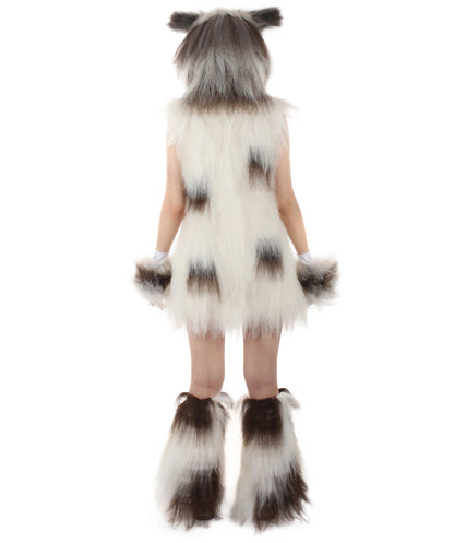 Women's White & Brown Straight Furry Dog Fancy Costume Bundle | Flame-retardant Synthetic Fiber
