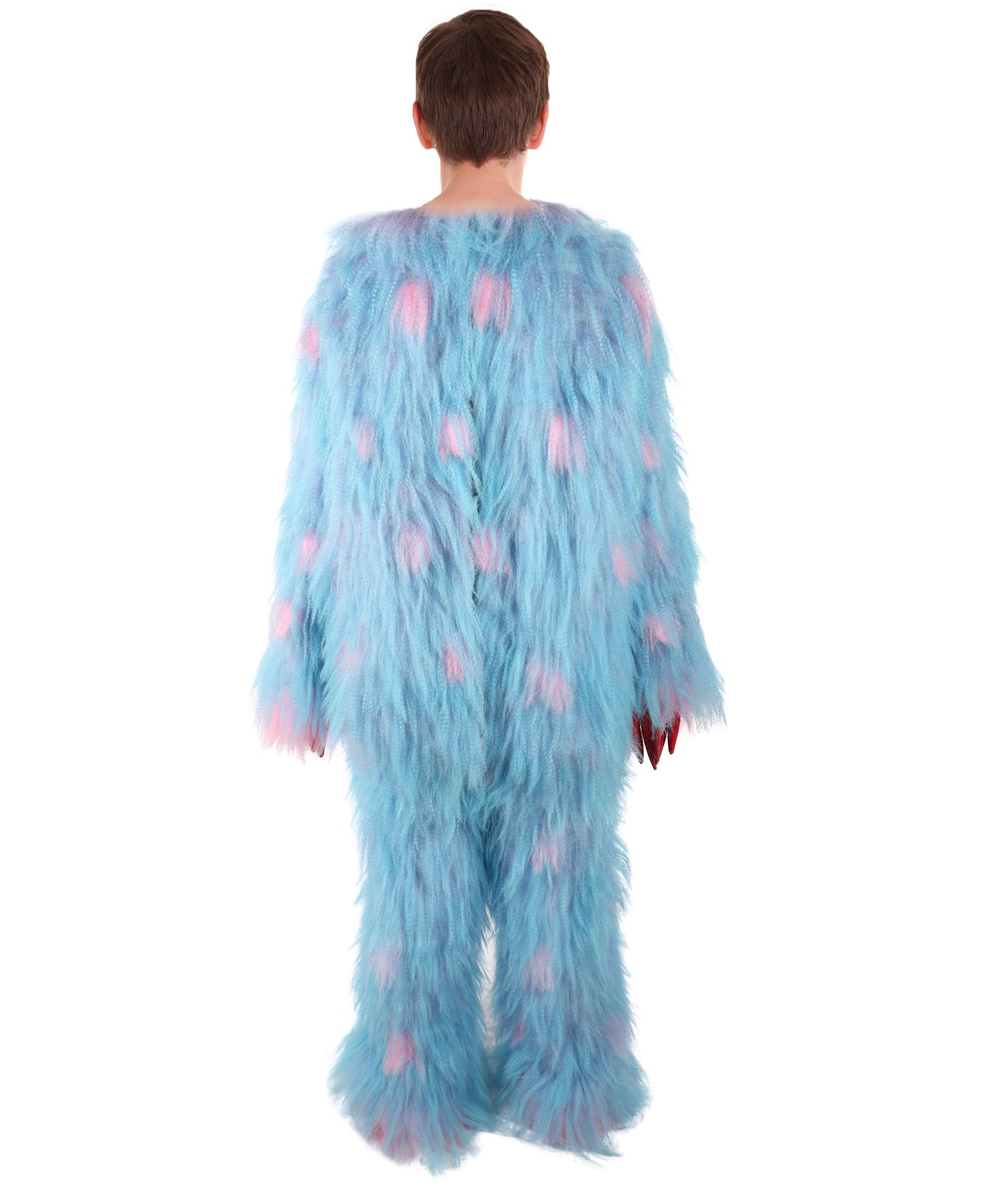 HPO Unisex Adorable Furry Multicolor Monster Costume Set with Head Mask & Bundle| Perfect for Halloween| Synthetic Fabric