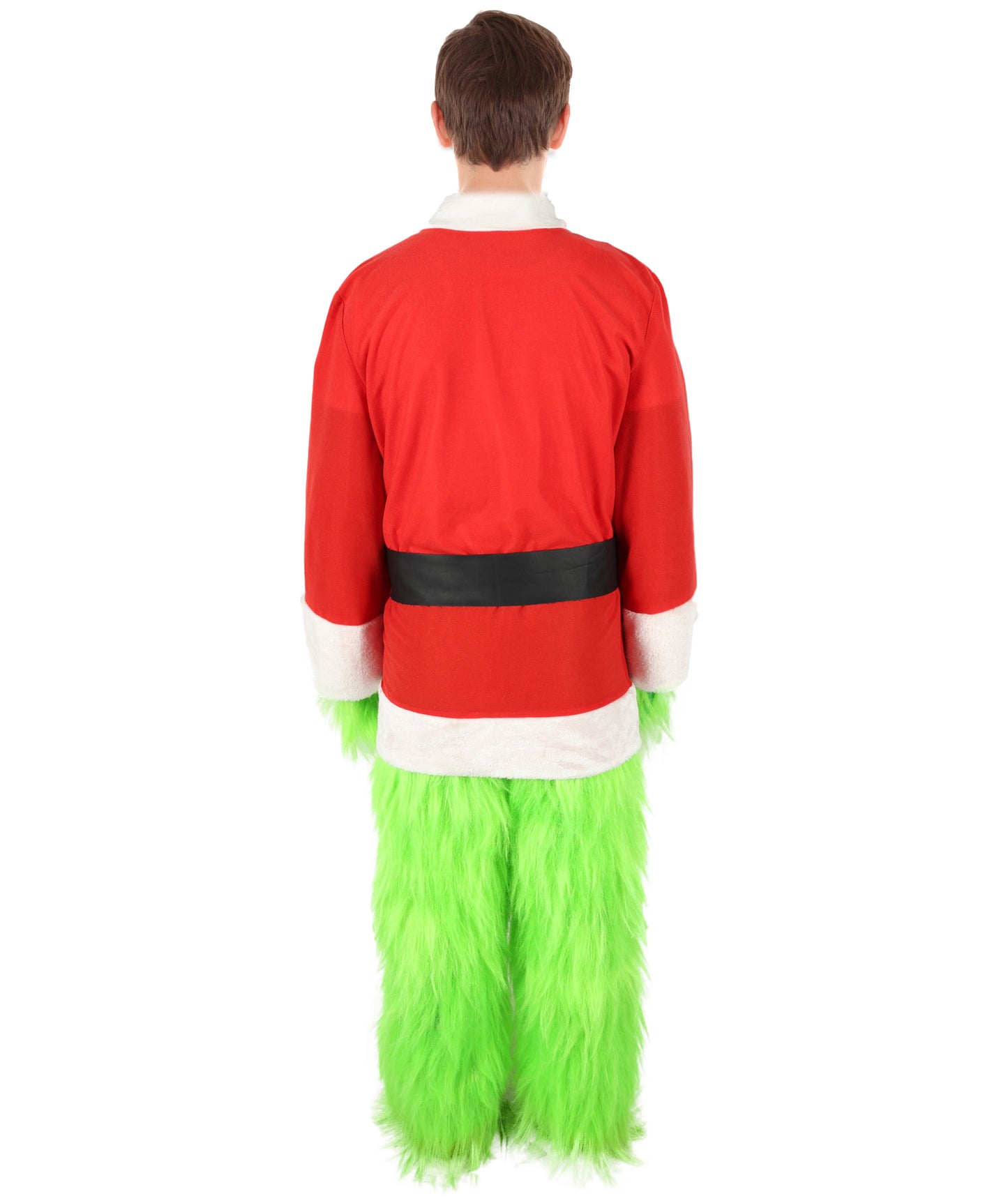 HPO Men’s Festive Furry Creature Green Thief Christmas Costume Set with all accessories | Cosplay Hat and Beard | Flame-retardant Synthetic Fiber