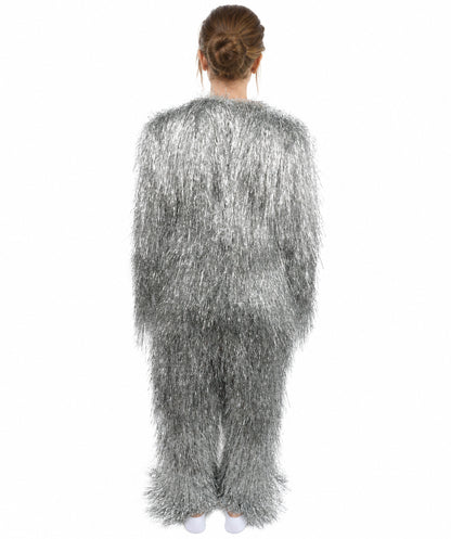 HPO Unisex Teen Extreme Tinsel Hairy Person Costume Bundle & Mask Set - Full-Body Tinsel Hair Suit Extra-Long Costume Wig for Halloween, Cosplay & Parties - Multiple Color Options