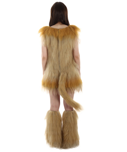 Orange and Tan Lion Costume with Fir Boots  - Long Synthetic Fibers