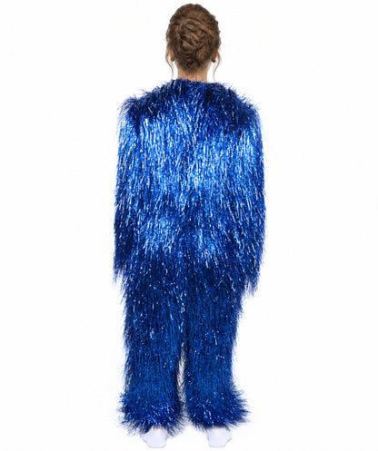 HPO Unisex Teen Extreme Tinsel Hairy Person Costume Bundle & Mask Set - Full-Body Tinsel Hair Suit Extra-Long Costume Wig for Halloween, Cosplay & Parties - Multiple Color Options