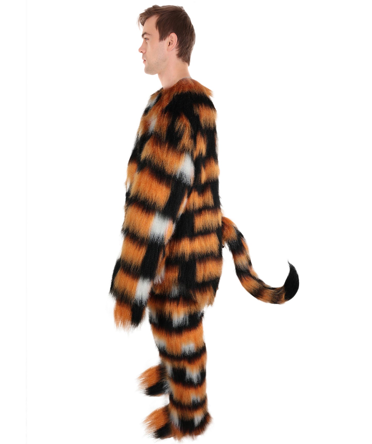 HPO Adult Unisex Fur Tiger Costume, Mask & Bundle Set | Realistic Fur Suit with Headpiece | Ideal for Halloween and Jungle Cosplay