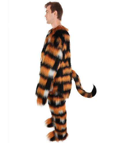 HPO Adult Unisex Fur Tiger Costume, Mask & Bundle Set | Realistic Fur Suit with Headpiece | Ideal for Halloween and Jungle Cosplay