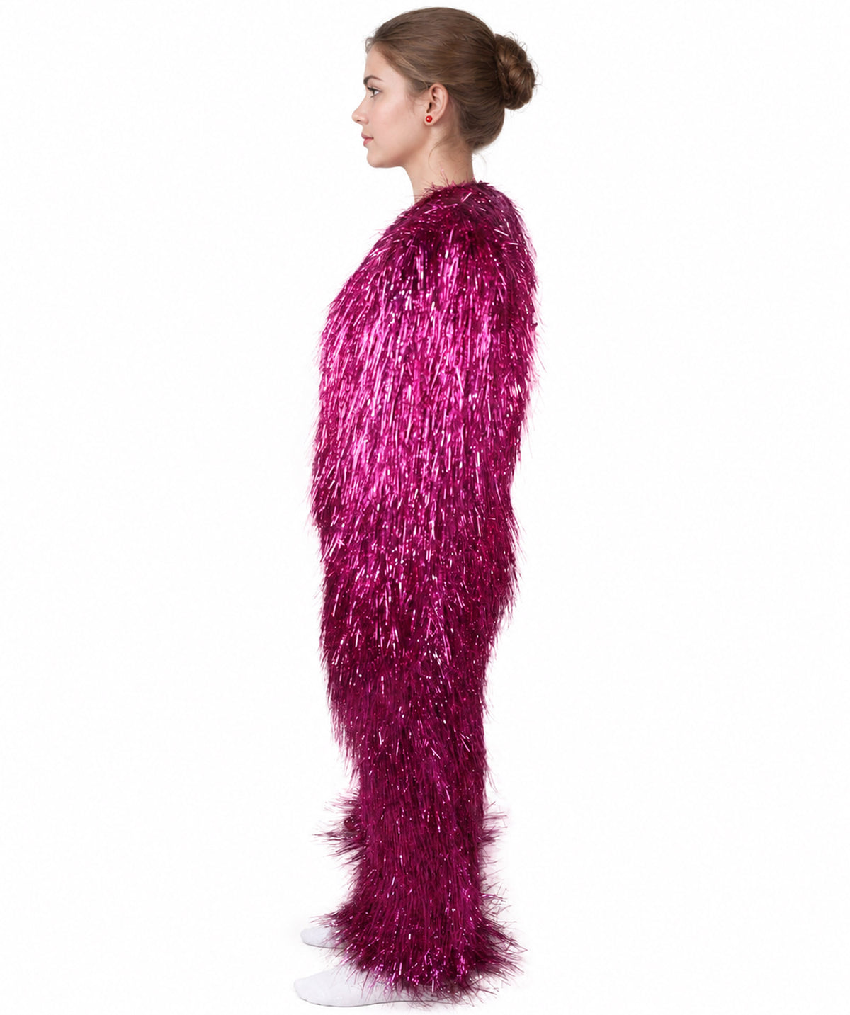 HPO Unisex Teen Extreme Tinsel Hairy Person Costume Bundle & Mask Set - Full-Body Tinsel Hair Suit Extra-Long Costume Wig for Halloween, Cosplay & Parties - Multiple Color Options