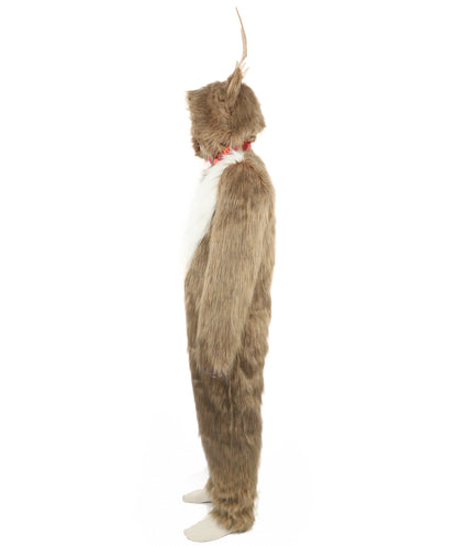 HPO Unisex Reindeer Brown & White Costume | Plush Holiday Outfit with Antlers & Hoof Gloves | Perfect for Christmas, Parties & Festive Events