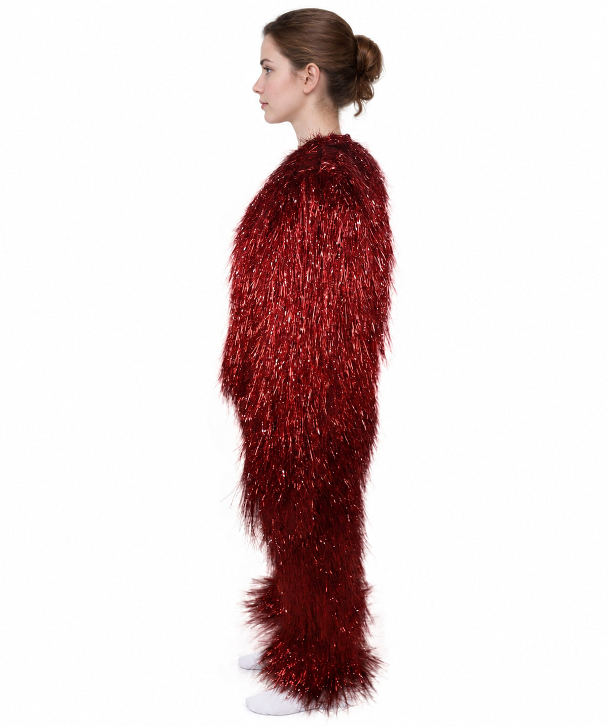 HPO Unisex Teen Extreme Tinsel Hairy Person Costume Bundle & Mask Set - Full-Body Tinsel Hair Suit Extra-Long Costume Wig for Halloween, Cosplay & Parties - Multiple Color Options