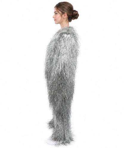 HPO Unisex Teen Extreme Tinsel Hairy Person Costume Bundle & Mask Set - Full-Body Tinsel Hair Suit Extra-Long Costume Wig for Halloween, Cosplay & Parties - Multiple Color Options