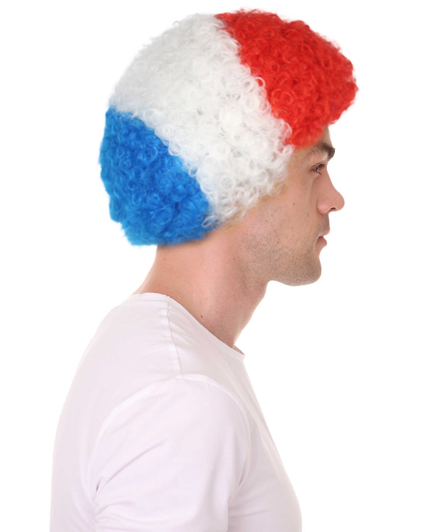 Holland Sport Afro Fun Wig | Red Blue White Jumbo Wig