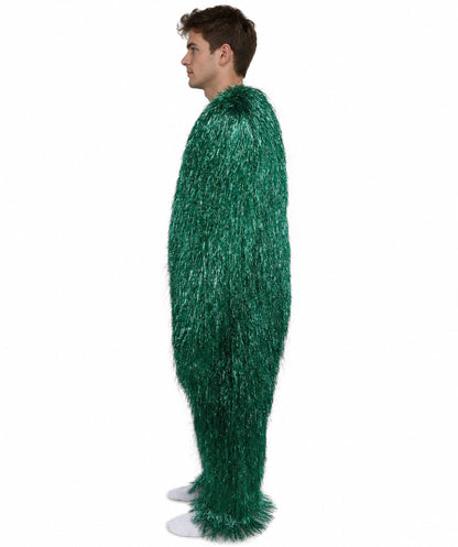 HPO Unisex Tinsel Hairy Two-Part Costume, Bundle & Mask Set | Full-Body Suit & Matching Mask | Long Hair Funny Costume for Halloween, Performers, Cosplay & Mascots