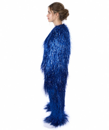 HPO Unisex Teen Extreme Tinsel Hairy Person Costume Bundle & Mask Set - Full-Body Tinsel Hair Suit Extra-Long Costume Wig for Halloween, Cosplay & Parties - Multiple Color Options