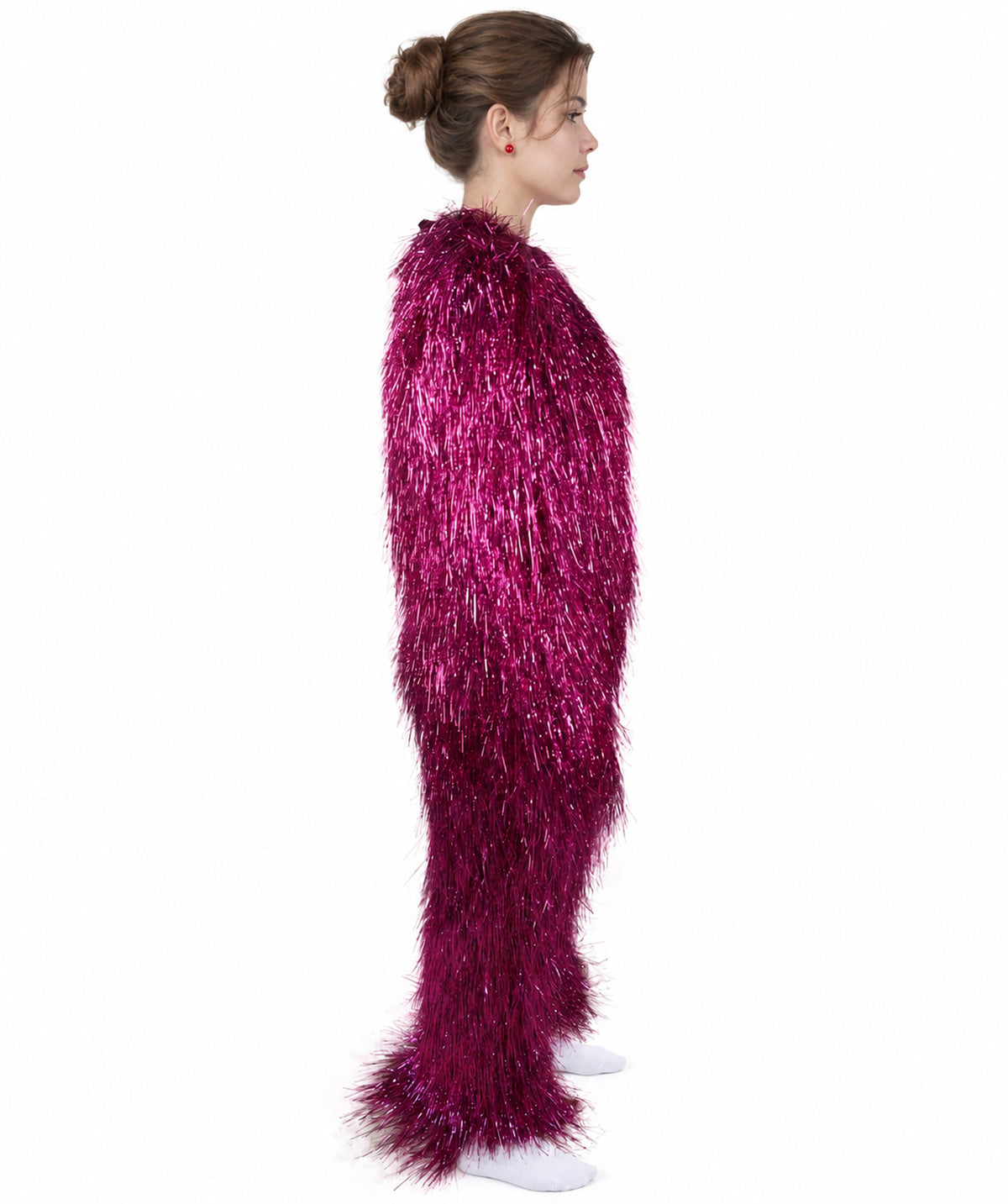 HPO Unisex Teen Extreme Tinsel Hairy Person Costume Bundle & Mask Set - Full-Body Tinsel Hair Suit Extra-Long Costume Wig for Halloween, Cosplay & Parties - Multiple Color Options