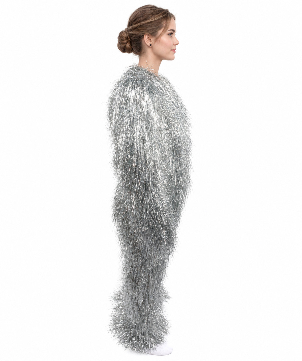 HPO Unisex Teen Extreme Tinsel Hairy Person Costume Bundle & Mask Set - Full-Body Tinsel Hair Suit Extra-Long Costume Wig for Halloween, Cosplay & Parties - Multiple Color Options
