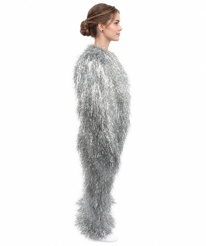 HPO Unisex Teen Extreme Tinsel Hairy Person Costume Bundle & Mask Set - Full-Body Tinsel Hair Suit Extra-Long Costume Wig for Halloween, Cosplay & Parties - Multiple Color Options