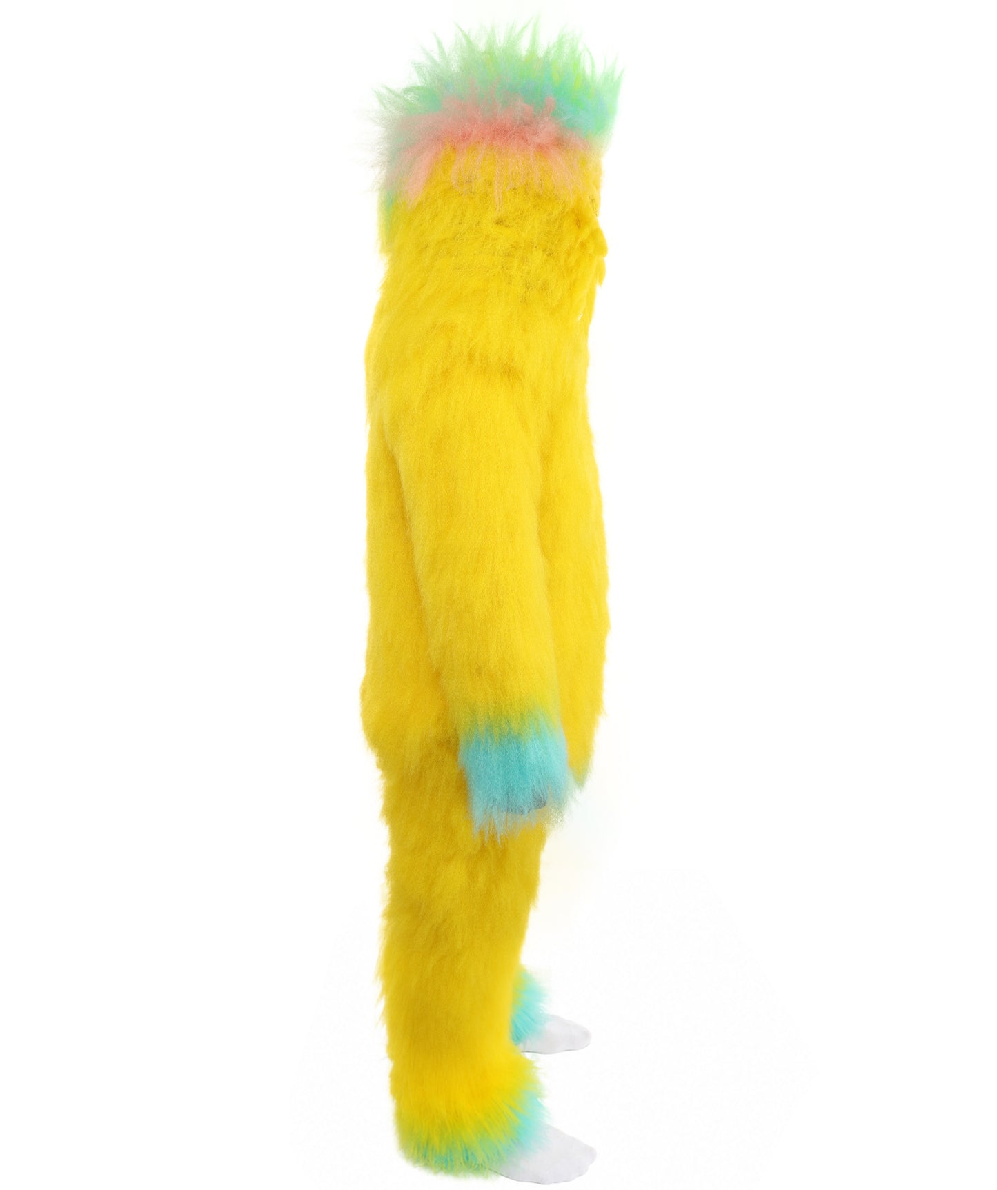 HPO Adult 74 Inch Full Animal Monster Bundle Costume & Mask Set – Yellow & Blue Furry Outfit with Screaming Head Mask | Ideal for Mascot Shows, Theater & Party Characters