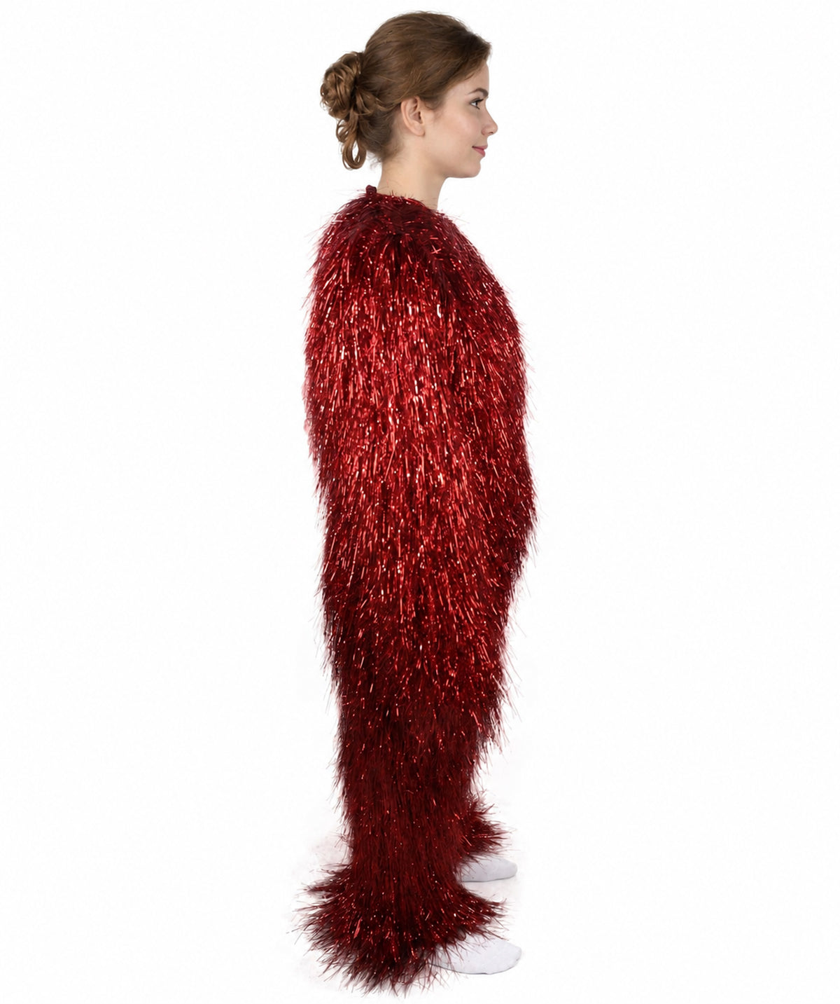HPO Unisex Teen Extreme Tinsel Hairy Person Costume Bundle & Mask Set - Full-Body Tinsel Hair Suit Extra-Long Costume Wig for Halloween, Cosplay & Parties - Multiple Color Options