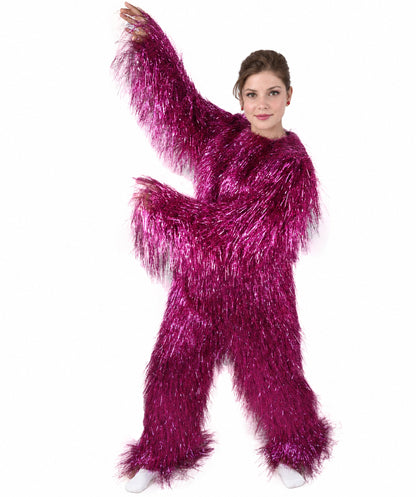 HPO Unisex Teen Extreme Tinsel Hairy Person Costume Bundle & Mask Set - Full-Body Tinsel Hair Suit Extra-Long Costume Wig for Halloween, Cosplay & Parties - Multiple Color Options