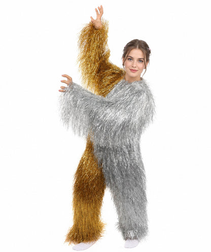 HPO Teen Extreme Hairy Two Part Costume Bundle & Mask Set - Full-Body Hair Suit Extra-Long Costume Wig for Halloween, Cosplay & Parties - Multiple Color Options