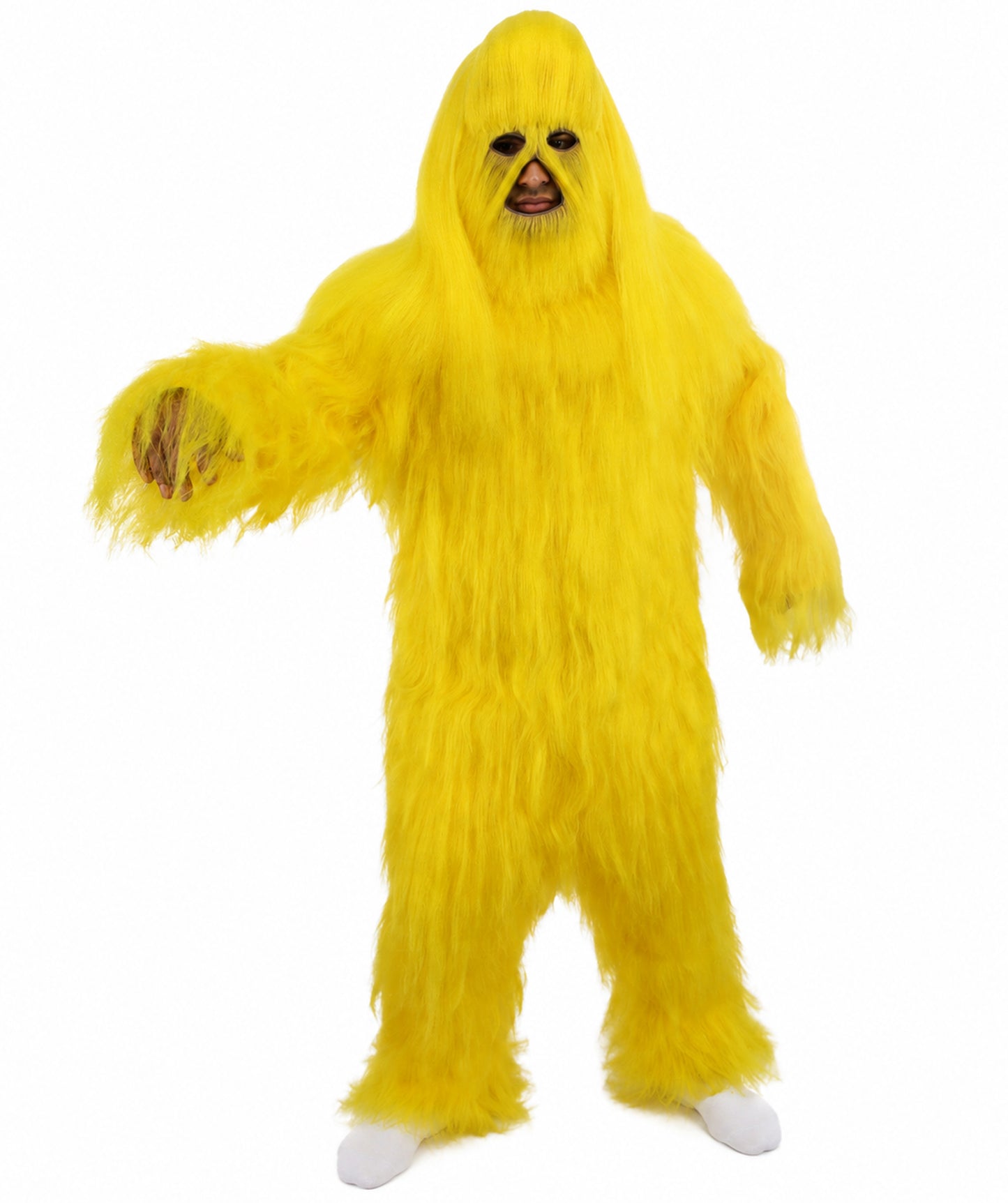 HPO Unisex Extreme Hairy Person Costume, Mask and Bundle - Full-Body Hair Suit Extra-Long Ash Brown Costume Wig for Halloween, Cosplay & Parties