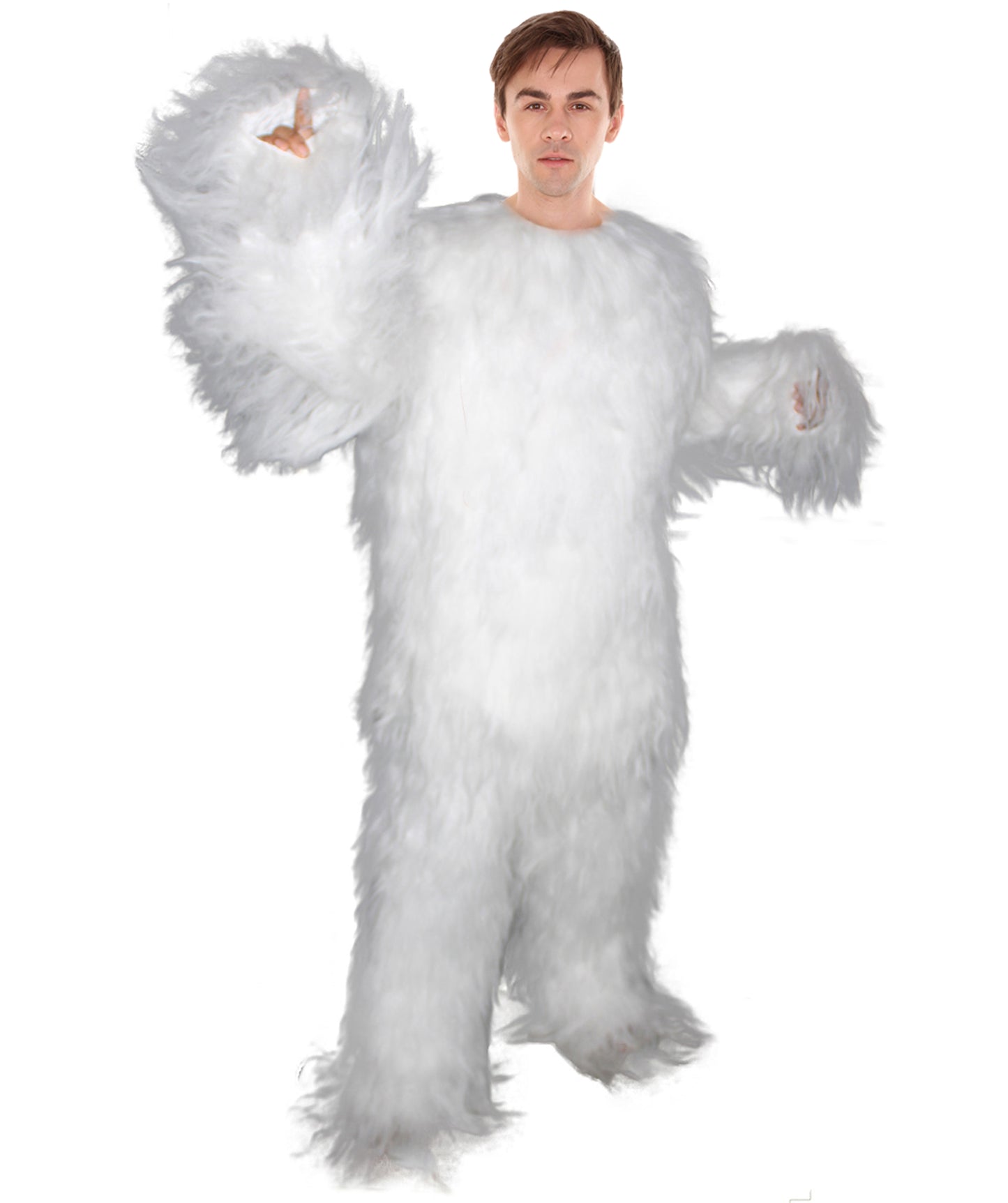 Unisex Hairy Warrior Ape Military Leader Resistance Fighter Yeti Costume Polar White