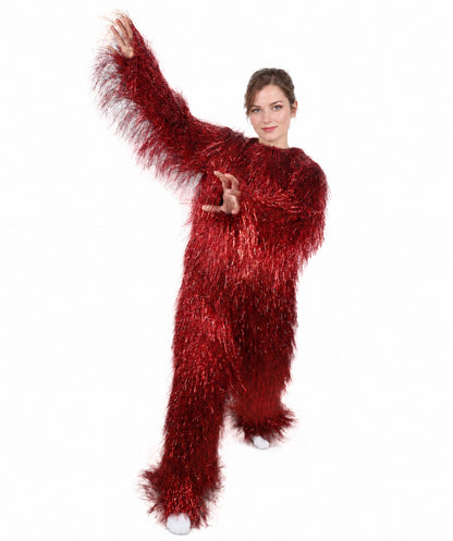 HPO Unisex Teen Extreme Tinsel Hairy Person Costume Bundle & Mask Set - Full-Body Tinsel Hair Suit Extra-Long Costume Wig for Halloween, Cosplay & Parties - Multiple Color Options