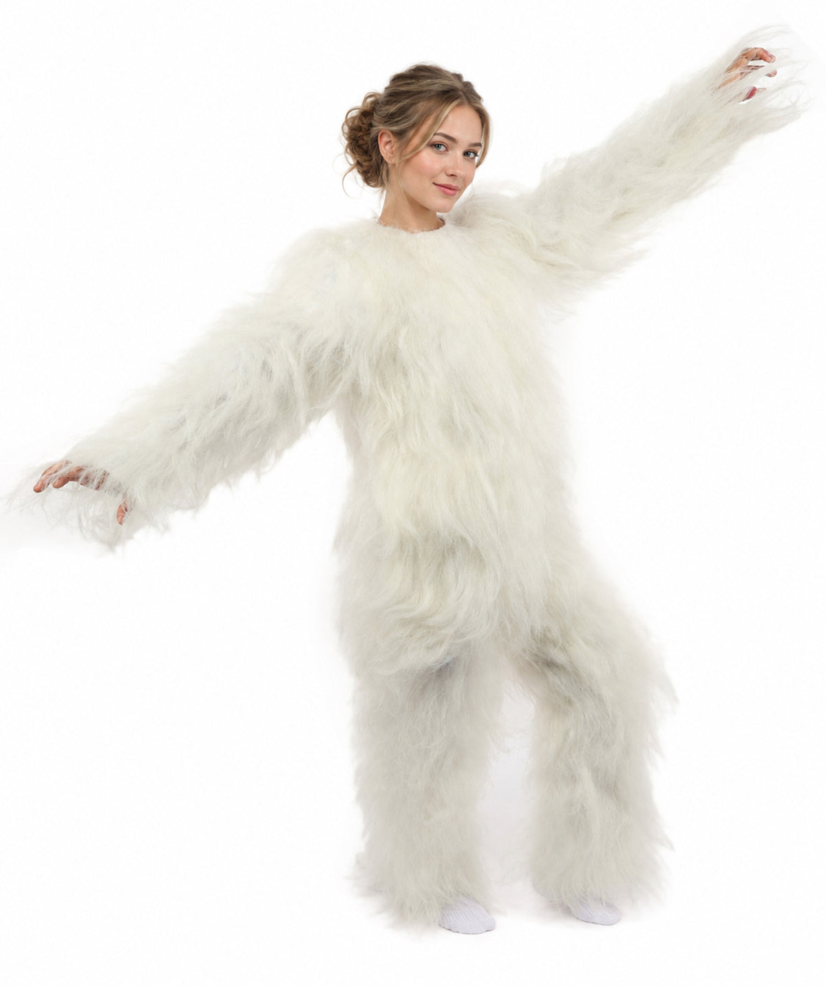 HPO Teen Extreme Hairy Person Costume Bundle & Mask Set - Full-Body Hair Suit Extra-Long Costume Wig for Halloween, Cosplay & Parties - Multiple Color Options