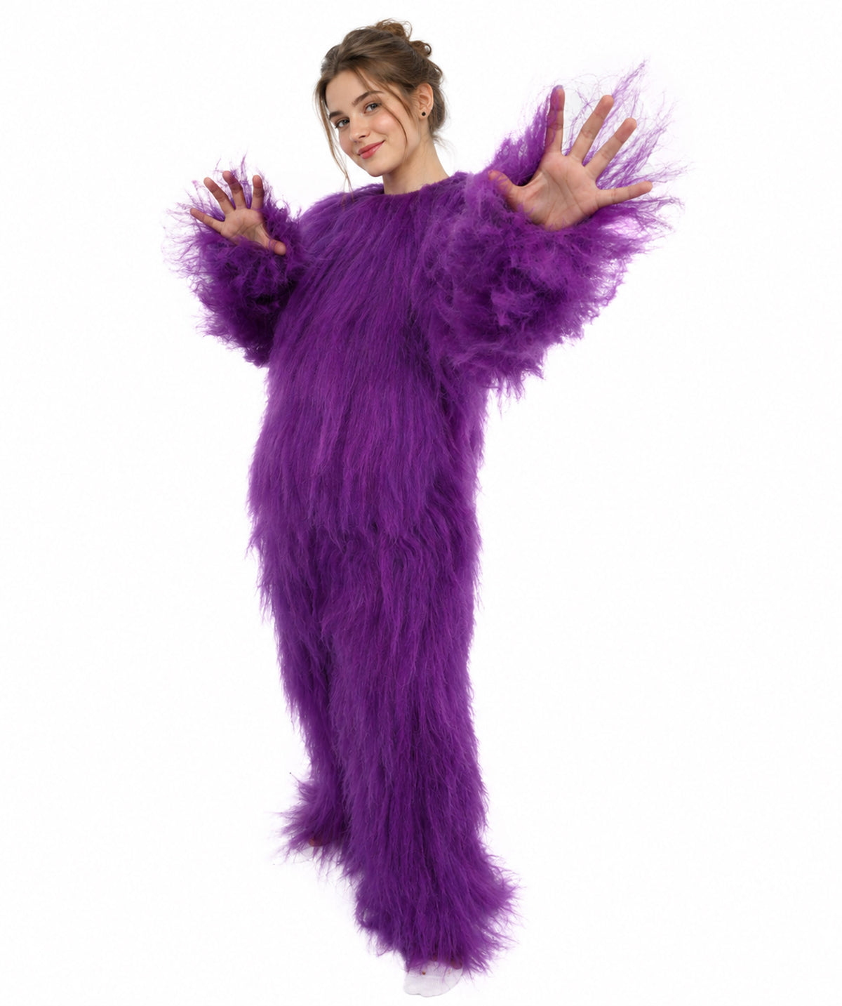 HPO Teen Extreme Hairy Person Costume Bundle & Mask Set - Full-Body Hair Suit Extra-Long Costume Wig for Halloween, Cosplay & Parties - Multiple Color Options