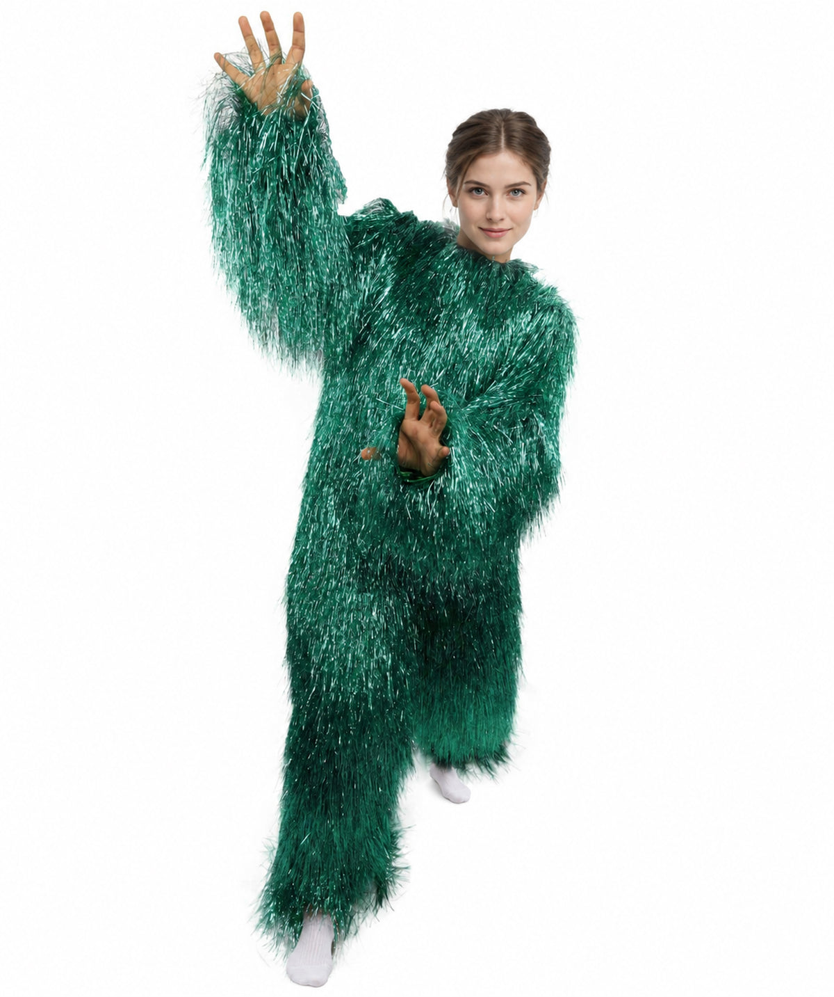 HPO Unisex Teen Extreme Tinsel Hairy Person Costume Bundle & Mask Set - Full-Body Tinsel Hair Suit Extra-Long Costume Wig for Halloween, Cosplay & Parties - Multiple Color Options