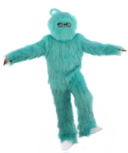 HPO Unisex Blue Furry Monster Costume, Mask and Bundle Set | Full Body Fur Costume with Matching Mask | Soft Plush Halloween Cosplay Outfit for Parties, Mascots & Performers