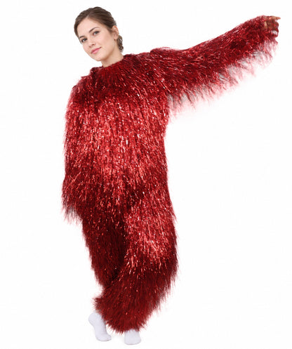 HPO Unisex Teen Extreme Tinsel Hairy Person Costume Bundle & Mask Set - Full-Body Tinsel Hair Suit Extra-Long Costume Wig for Halloween, Cosplay & Parties - Multiple Color Options