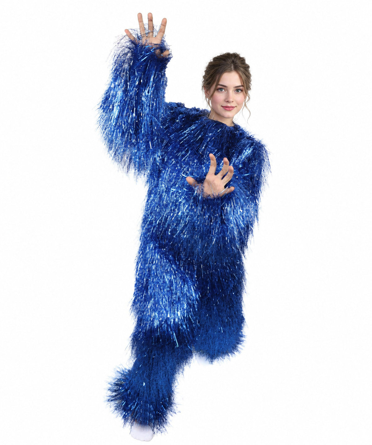 HPO Unisex Teen Extreme Tinsel Hairy Person Costume Bundle & Mask Set - Full-Body Tinsel Hair Suit Extra-Long Costume Wig for Halloween, Cosplay & Parties - Multiple Color Options
