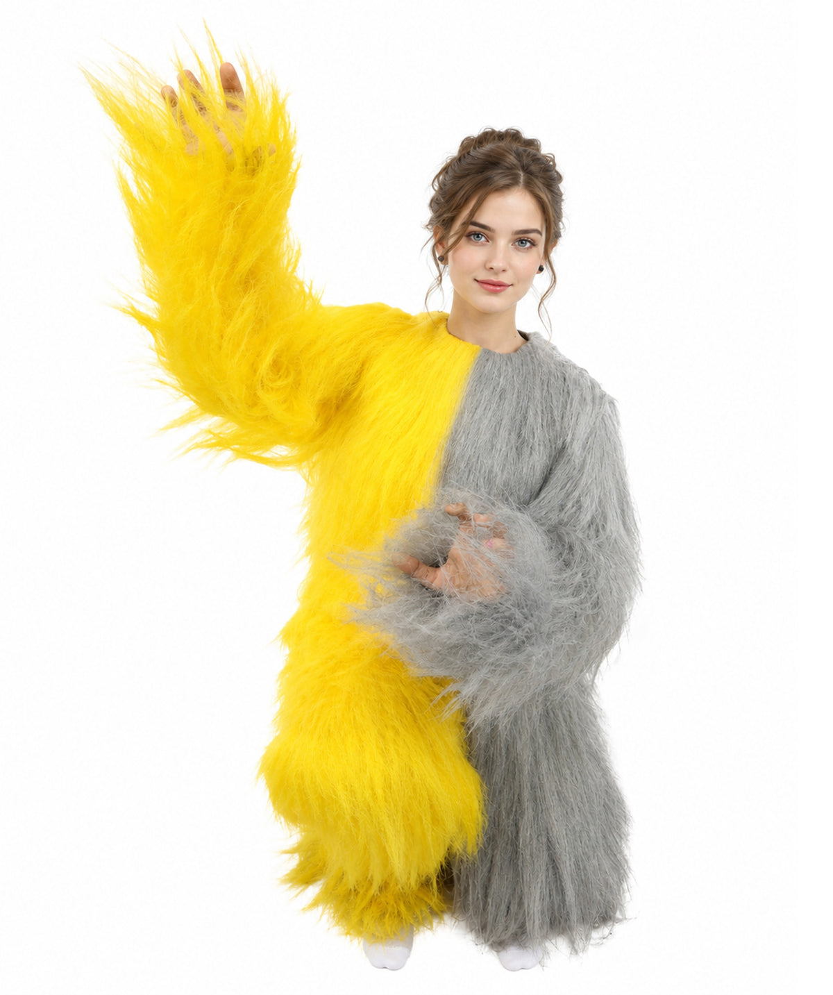 HPO Teen Extreme Hairy Person Two Part Costume, Mask and Bundle Set - Full-Body Hair Suit Extra-Long Costume Wig for Halloween, Cosplay & Parties - Multiple Color Options