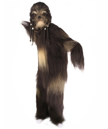 Unisex Long Hairy Elder Warrior Ape Military Leader Resistance Fighter Costume with Wig & Mask