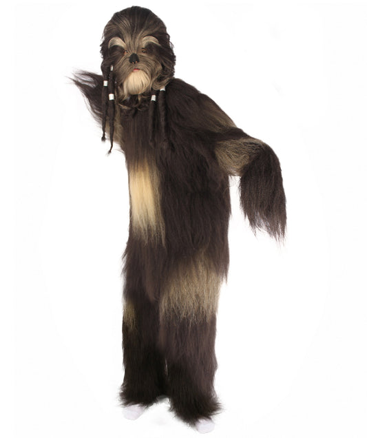 Unisex Long Hairy Elder Warrior Ape Military Leader Resistance Fighter Costume with Wig & Mask