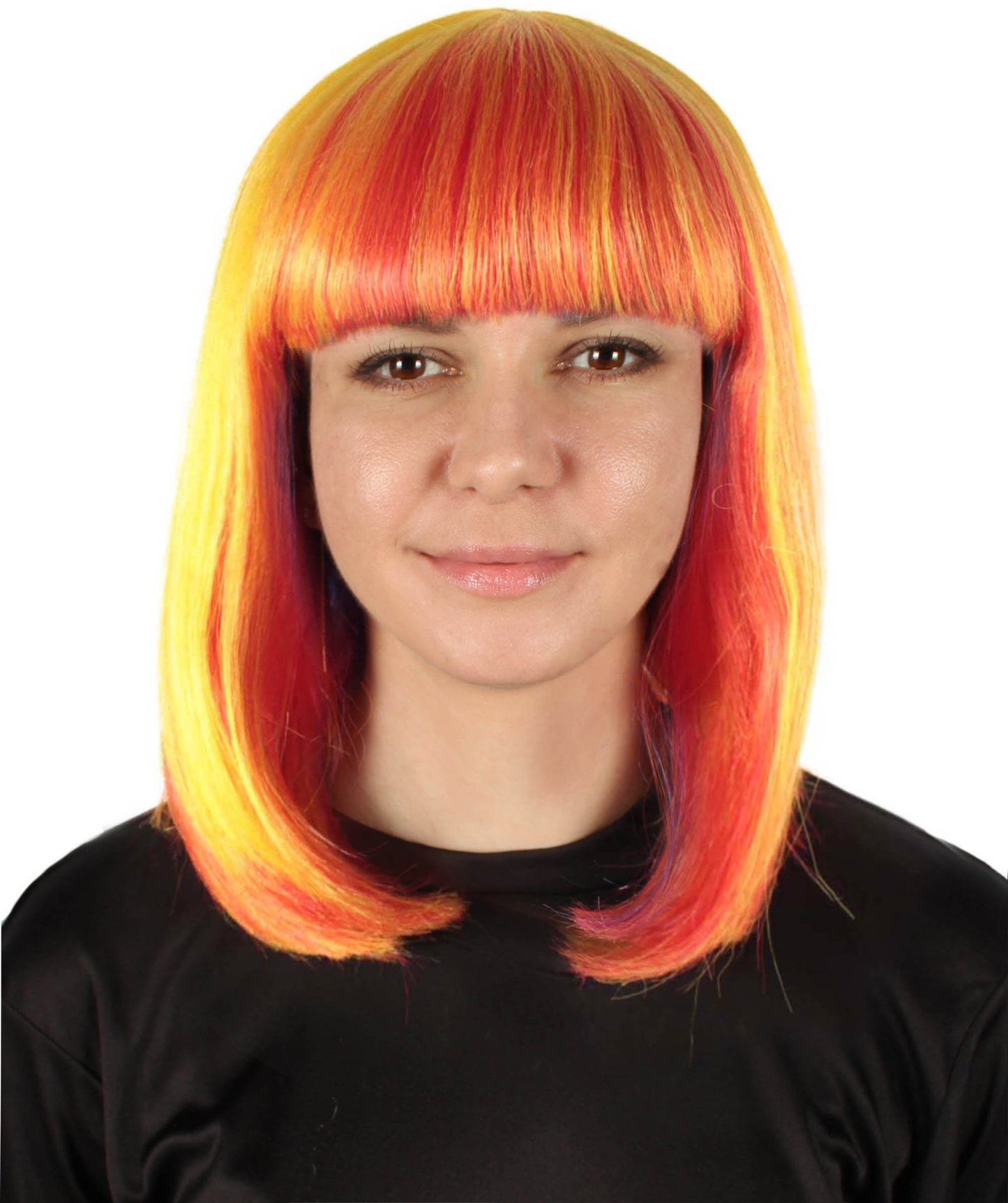 HPO Women's Shoulder Length Bob Wig Collection | Straight Halloween Wig Multiple Color Option | Premium Breathable Capless Cap