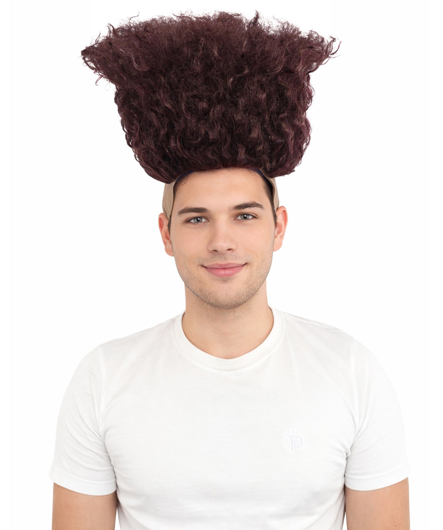 HPO Men’s Tall Afro Wig | Multicolor Options | Animated Scientist Style Hair | Funny Hairpiece with Bouncy Curls and Capless Cap | Retro Nerd Look for Parties, Shows & Halloween