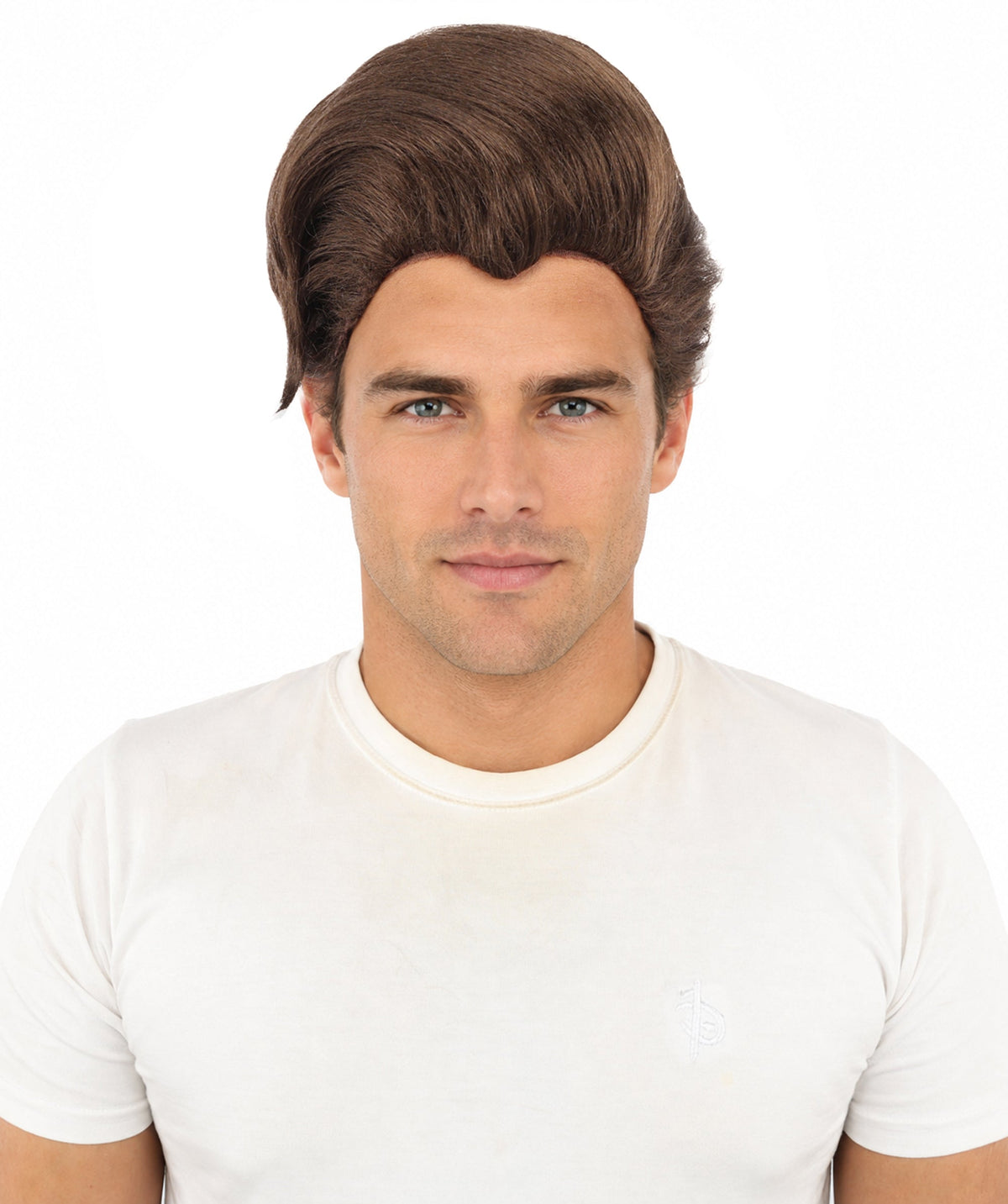 HPO Adult & Teen Men's Sleek Updo Theatrical Wig | Icy silver tone, create of synthetic fiber, striking swept front volume, breathable base | Party, Halloween, theater, drag, performance, costume events