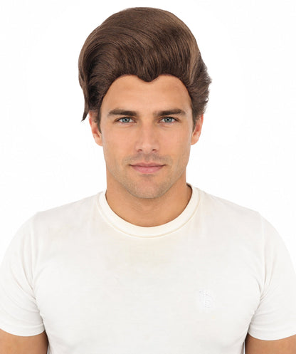 HPO Adult & Teen Men's Sleek Updo Theatrical Wig | Icy silver tone, create of synthetic fiber, striking swept front volume, breathable base | Party, Halloween, theater, drag, performance, costume events