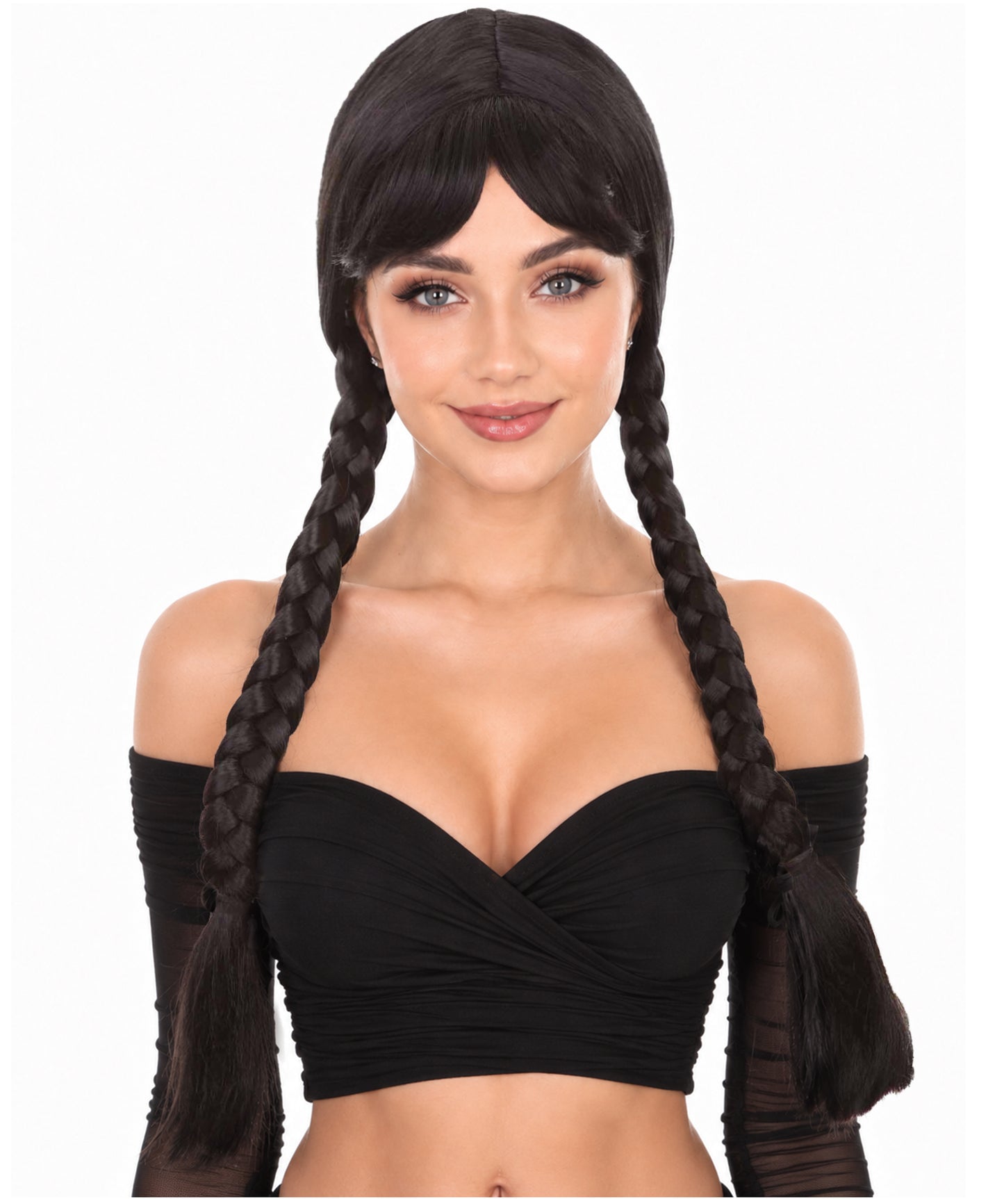Women's Black & Blonde Horror Comedy Character Braided Wigs, best for Halloween, Flame-retardant Synthetic Fiber