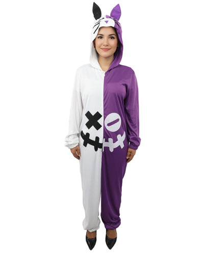 HPO Animal Onesie Pajamas Purple and White Costume| Cozy Cosplay Jumpsuit Sleepwear for Adults