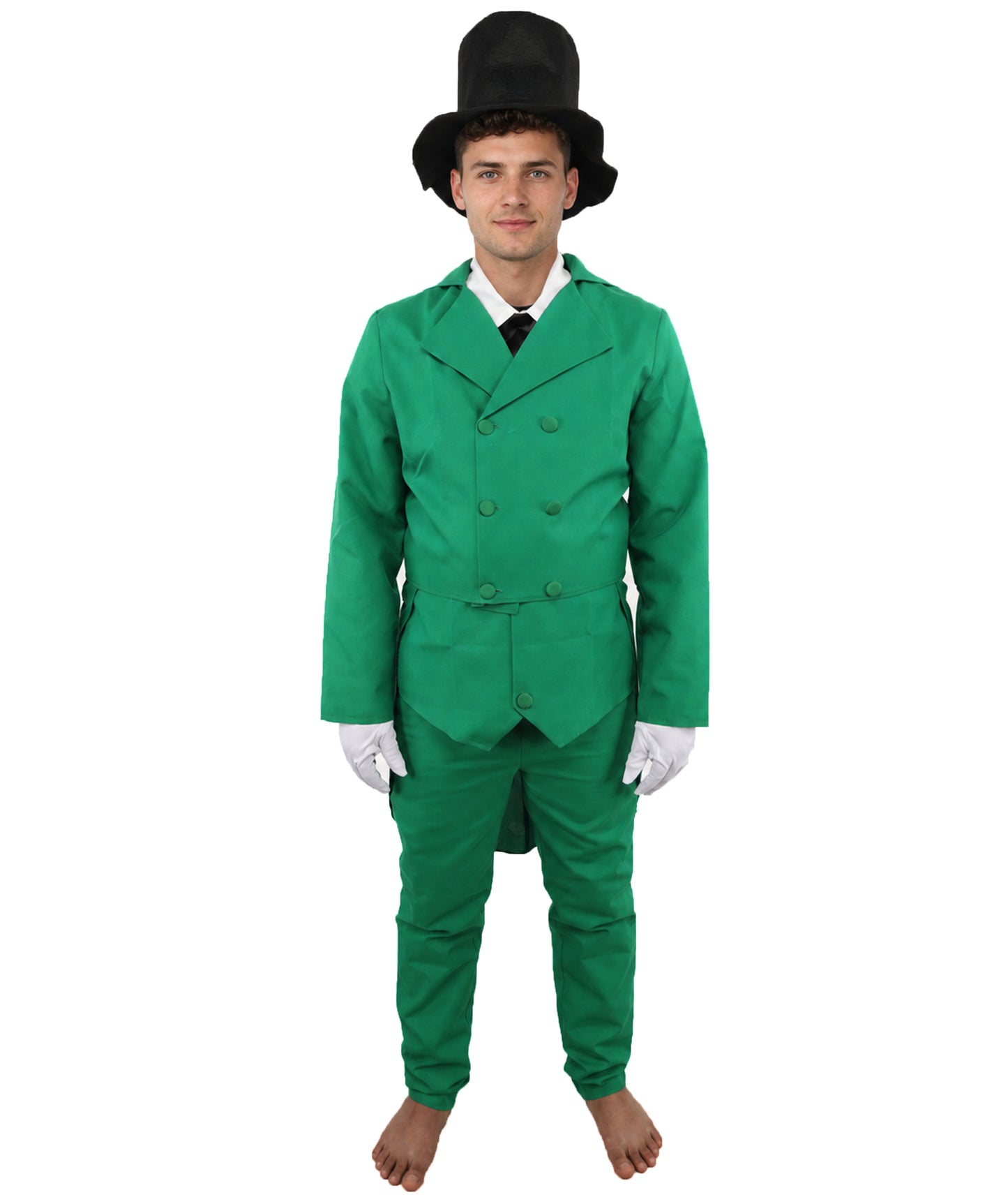 HPO Men's Holiday Gentleman Costume | Structured Poplin Suit Featuring Double Breasted Jacket and Vest | Versatile for Stage Shows, Christmas Parties, and Vintage Events