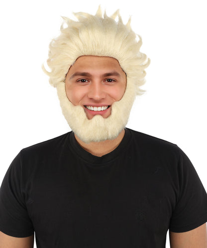 HPO Adult & Teen Men’s 11-Inch Spiky Wig with Beard Set | Multiple Color Options, Ideal for Cosplay, and Themed Events | Bold Style for Fun and Creative Looks