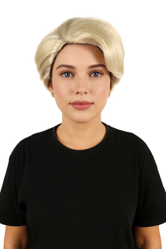 HPO Women’s Blonde Updo Wig – Strong Female Leader Headpiece | Elegant Side Part Costume Wig for Halloween, Cosplay & Uniformed Characters