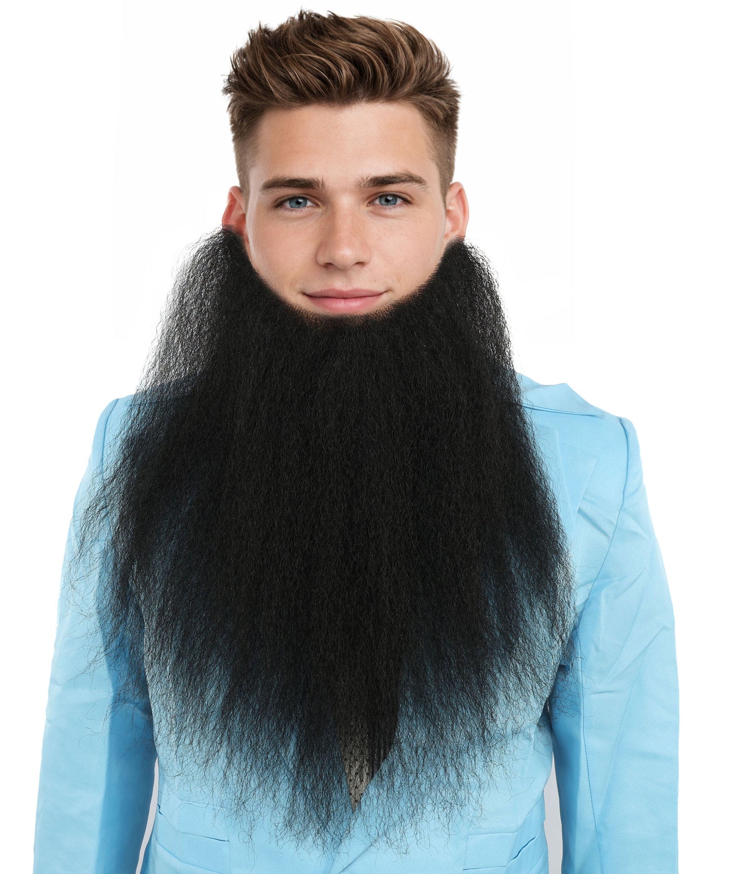 HPO Adult Men's Human Hair Beard Natural Black Facial Hair I Perfect for Halloween and Cosplay