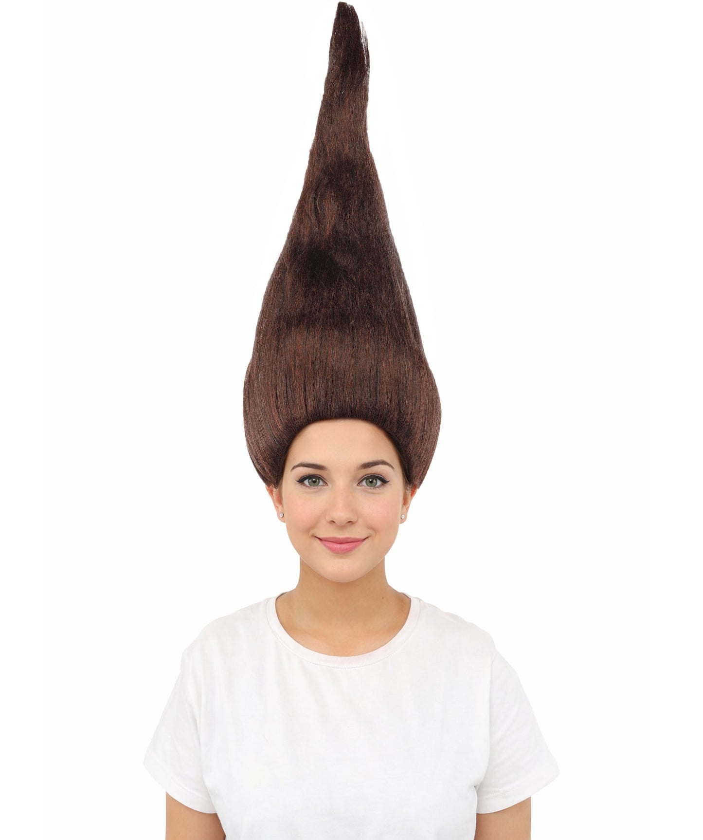 HPO Women's Tall Cone Wig | Solid dark hue, create of synthetic fiber, extremely tall smooth pointed texture, breathable base | Party, Halloween, theater, drag, performance, costume events