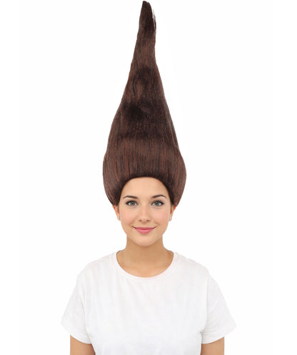 HPO Women's Tall Cone Wig | Solid dark hue, create of synthetic fiber, extremely tall smooth pointed texture, breathable base | Party, Halloween, theater, drag, performance, costume events