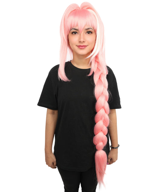 HPO Women's  Anime Extra Long Pink Wig | Soft Synthetic Fiber Hairpiece | Adjustable Inner Straps Cap | Lightweight Cosplay Wig for Stage, Roleplay & Costume Events