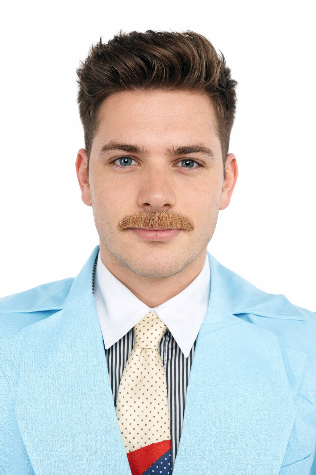 HPO Men's Human Brown Facial Hair Mustache | Multiple Color Options