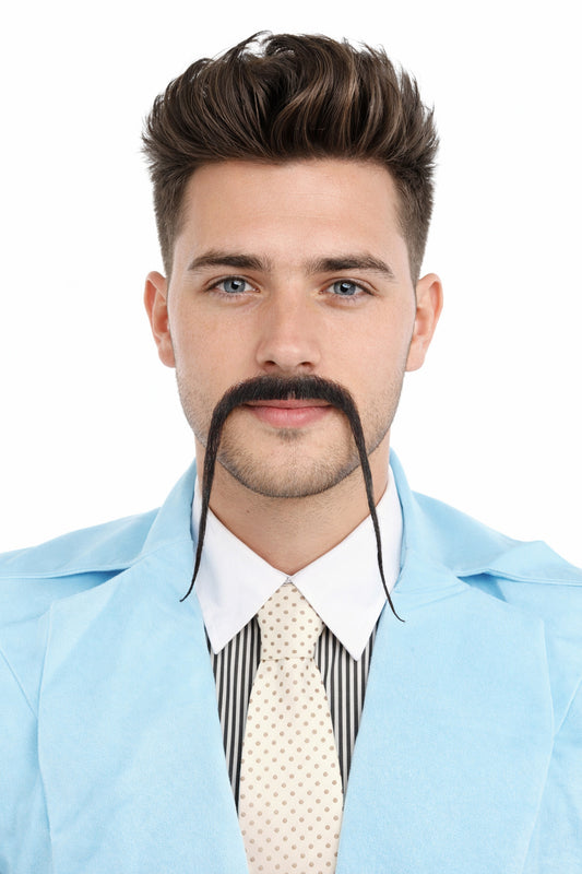 HPO  Men's Chinese Super Villain Fake Human Hair Mustache