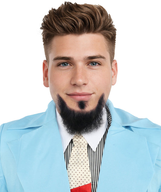 HPO Men’s Balbo Goatee Beard | Dark Black Human Hair | Ideal for Cosplay, Stage Performances & Themed Events